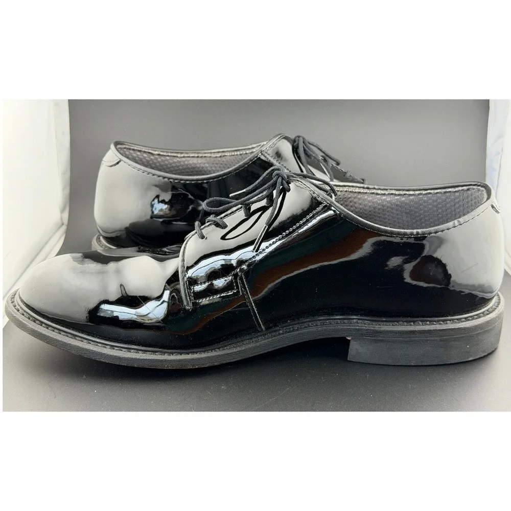 Bates High Gloss Oxford-Dress Shoes, Black, Uniform, Mens Size 12E